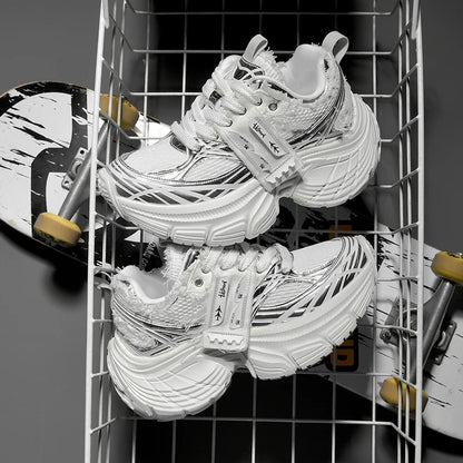White Chunky Sneakers Women Summer Autumn Bling Rhinestones Shoes for Girls Thick Platform Footwear Size 36-44 Shoes for Men