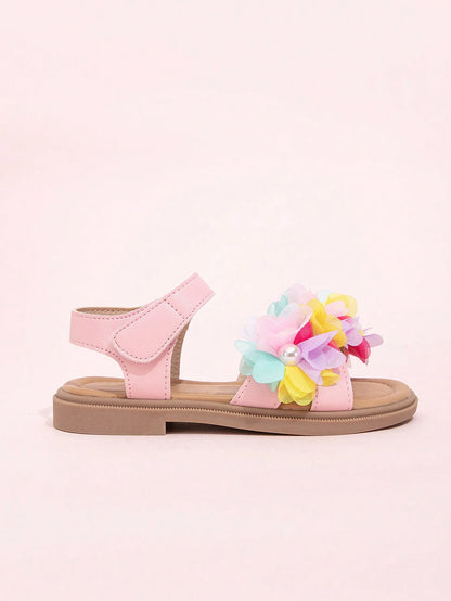 Cute Girls Sandals 2026 New Soft Hook & Loop Beige Kids Princess Shoes Casual Sandals Cute Children Shoes Non-slip