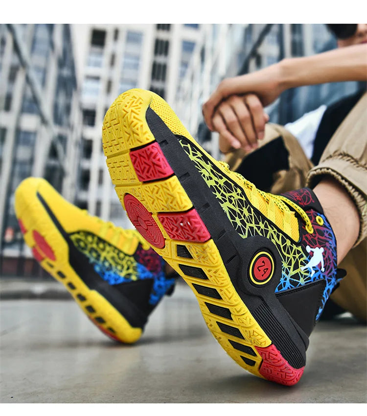 Hot Sale Cheap High Basketball Sneakers Men Women Fashion Printed Basketball Trainers Baskets Outdoor Platform Sport Shoes Boys