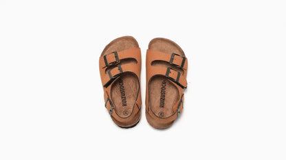 Boys Summer Soft Soled Cork Sandals Children One Line Herringbone Slippers Girl Beach Breathable Double Ring Buckle Casual Shoes