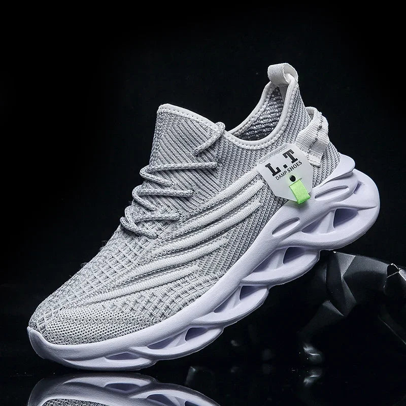 Men Sports Running Black Jogging Shoes Casual Sneakers Outdoor Breathable Mesh Women Light Shock-absorption Black Tennis