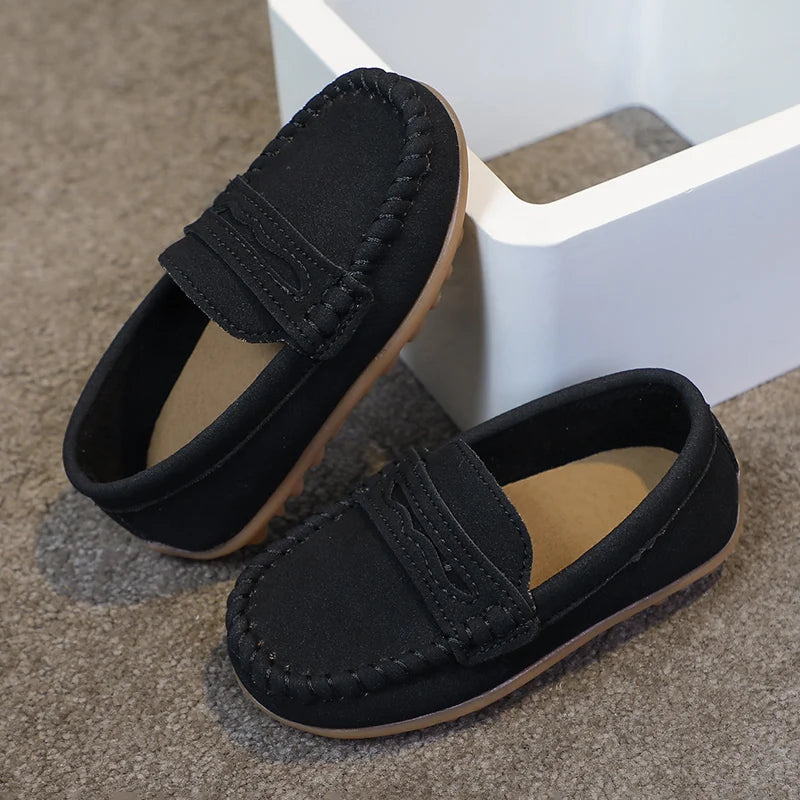 Boys Moccasins Shoes Fashion Solid Color Kids School Causal Shoes Breathable Non-slip Children Slip-on Flats Loafers Size 21-30
