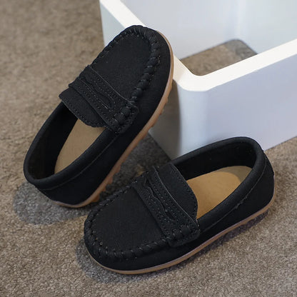 Boys Moccasins Shoes Fashion Solid Color Kids School Causal Shoes Breathable Non-slip Children Slip-on Flats Loafers Size 21-30