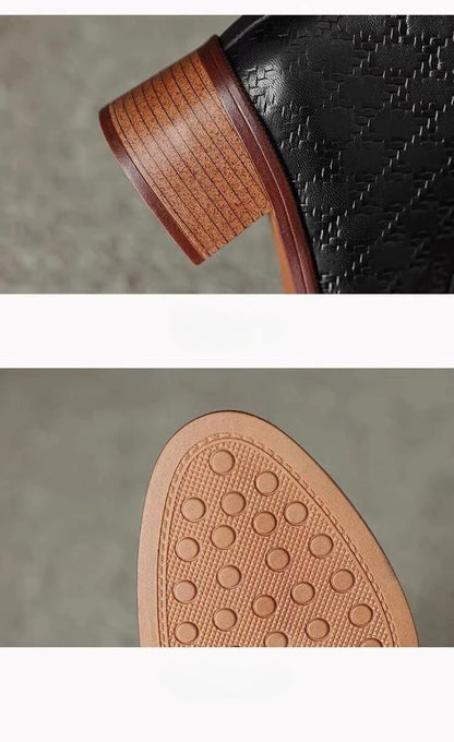 Women's Short Boots New Autumn Winter Zipper Vintage Chunky Heel Middle Heel Shoes Comfortable Warm Non Slip Fashion Boots