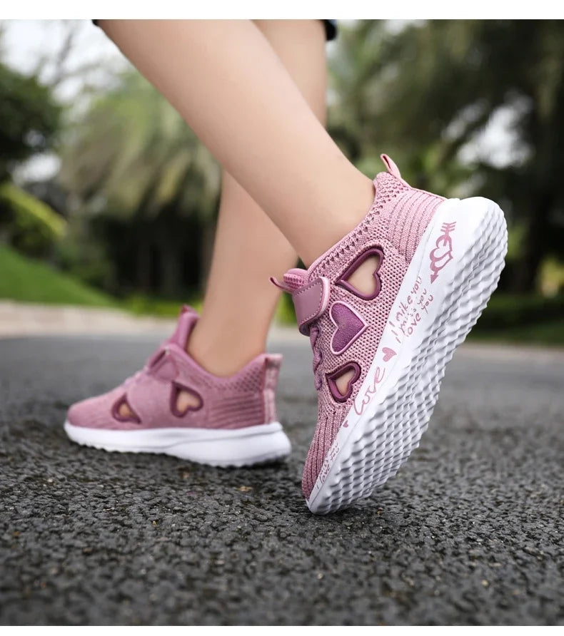 Girls Casual Shoes Children Light Mesh Sneakers Kids Summer Autumn Tenis Cute Sport Cartoon Running Sock Footwear Female