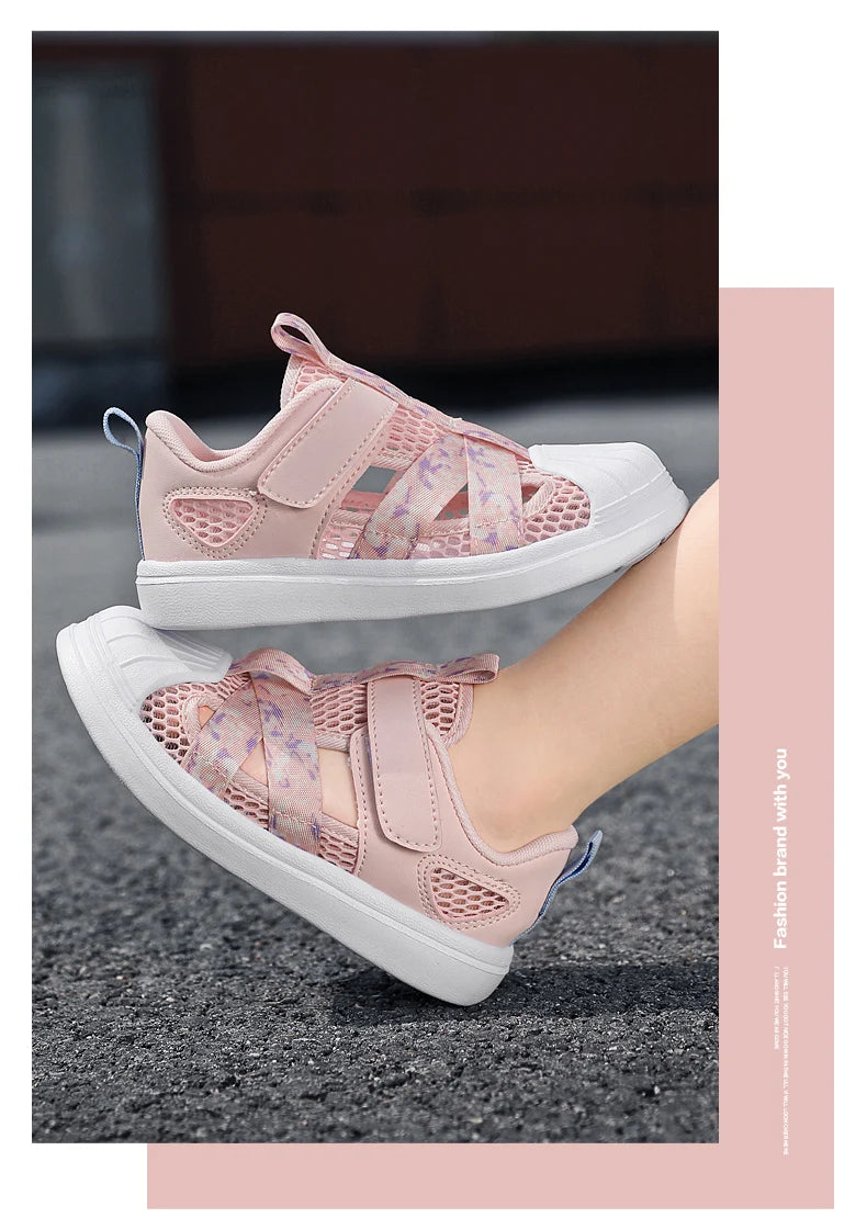 Fashion Children Soft Casual Shoes Girls Light Chunky Air Mesh Sneakers Kid Summer 4 5 6 7 8 Princess Net Sport Footwear Korean