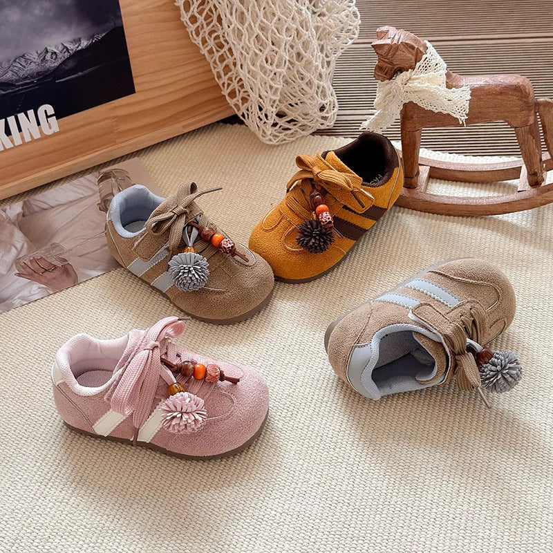 Girls Casual Sneakers Autumn New Toddler Flat Shoes Flower Children Retro Classic Fashion Non-slip Kids Running Sport Shoes