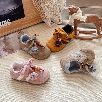 Girls Casual Sneakers Autumn New Toddler Flat Shoes Flower Children Retro Classic Fashion Non-slip Kids Running Sport Shoes