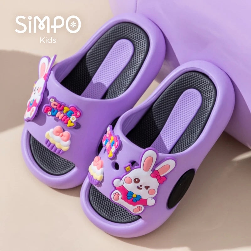 Cute Bunny Children's Home Slippers Girls' Summer Footwear Beach Sandals For Kids Thick Sole Soft Non-slip Home Bathroom Shoes