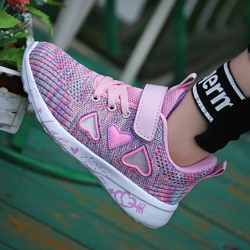 Girls Casual Shoes Children Light Mesh Sneakers Kids Summer Autumn Tenis Cute Sport Cartoon Running Sock Footwear Female