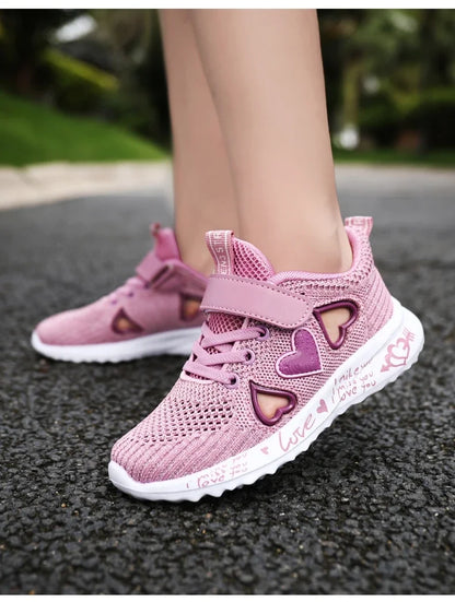 Girls Casual Shoes Children Light Mesh Sneakers Kids Summer Autumn Tenis Cute Sport Cartoon Running Sock Footwear Female