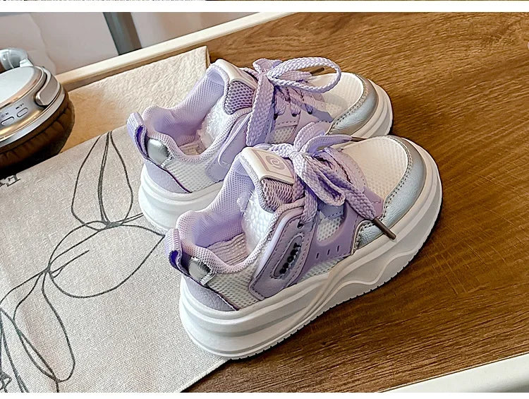 Students Sneakers Soft Sole Girls Running Shoes Mesh Breathable New Fashion Toddle Children Sports Shoes Non-slip Trendy