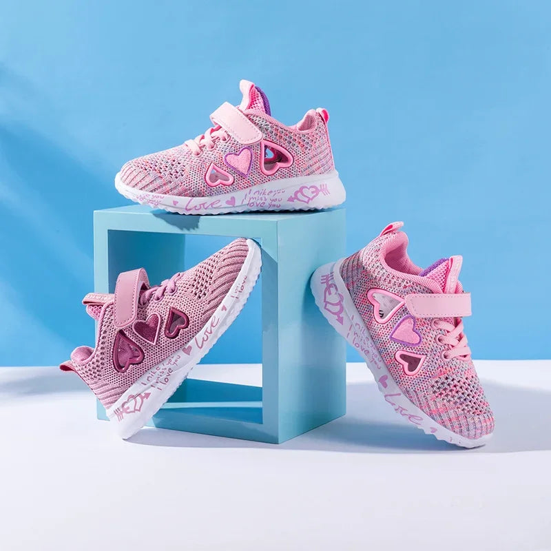 Girls Casual Shoes Children Light Mesh Sneakers Kids Summer Autumn Tenis Cute Sport Cartoon Running Sock Footwear Female