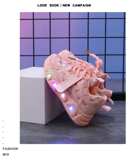 Kids Sneakers Spring New Girl Sneakers Casual LED Kid Shoes Fashion Girls' Shoes Designer Shoes Tenis De Mujer