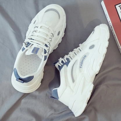 New Men's Fashion Low-Top White Sneakers - Breathable Casual Board Shoes Lightweight Anti-Slip Trendy Footwear for All Seasons