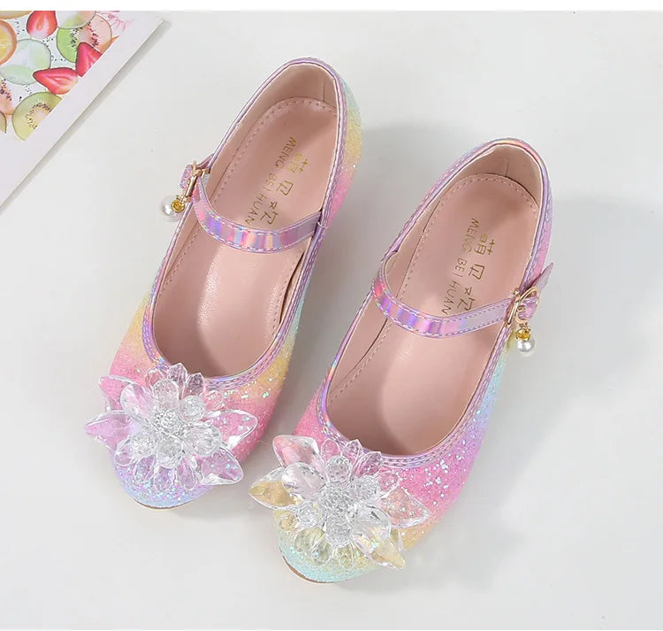 Girls High Heel Dress Shoes Children Princess Marijane Wedding Party High Heels Female  Bridesmaid Kid Show Single Leather Shoes