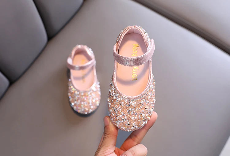 Girl's Princess Shoes Summer Glimmer Round Toe Party Dance Flat Shoe for Girls Spring Size 21-36 Infant Children Mary Janes