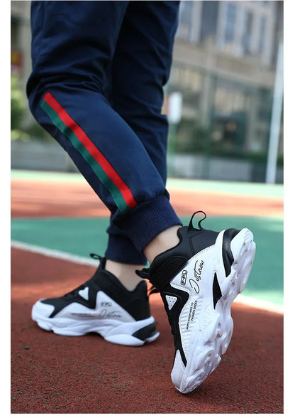 Boys Autumn Leather Sneakers Children Waterproof Wear-resistant Basketball Shoes Boys Color blocking Casual Soft soled Sneakers