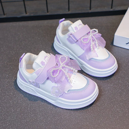 Girls Athletic Shoes Lightweight Princess Casual Sneakers Non Slip Soft Sole Toddler Kids School Tennis Fashion Shoes for Girls