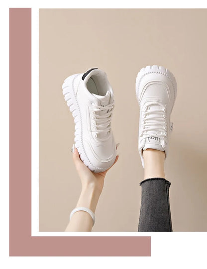 Women's Platform Sneakers Fashion High-top Casual Shoes for Women Lace Up Vulcanized Shoes Trendy Skateboard Shoes Zapatos Mujer