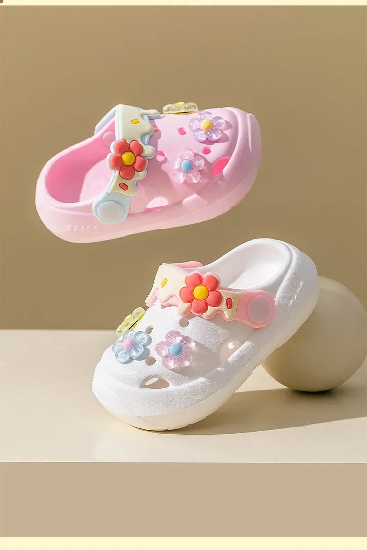 Summer Childrens Slippers Baby New Cute Flowers Soft Sole Sandals Indoor Soft Anti Slip Girl Sandals Hole Shoes Kids Beach Shoes