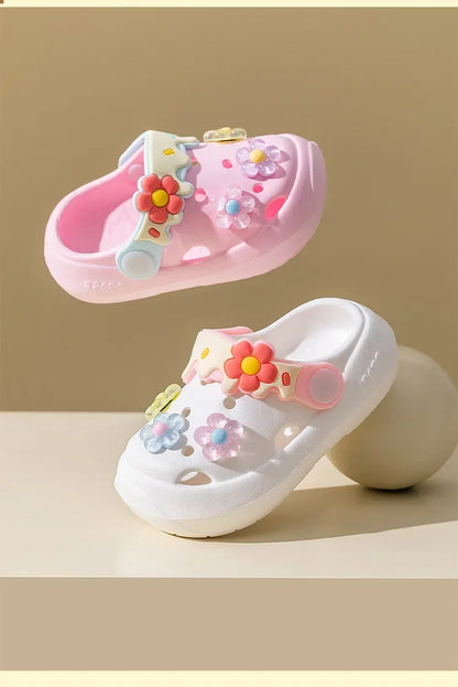 Summer Childrens Slippers Baby New Cute Flowers Soft Sole Sandals Indoor Soft Anti Slip Girl Sandals Hole Shoes Kids Beach Shoes