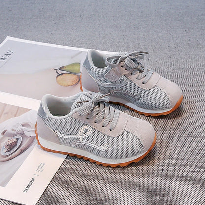 Children's Sneakers 3-18 Years Old Four Seasons Yellow Breathable Boys Girls Casual Shoes Gray Soft Non-slip Kids Running Shoes
