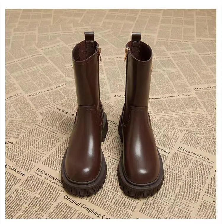 Women's Boots Designer Heeled Shoes Leather Retro Ankle Boots Fashion Goth Chelsea Boots New Walking Cozy Dress Mujer Botas