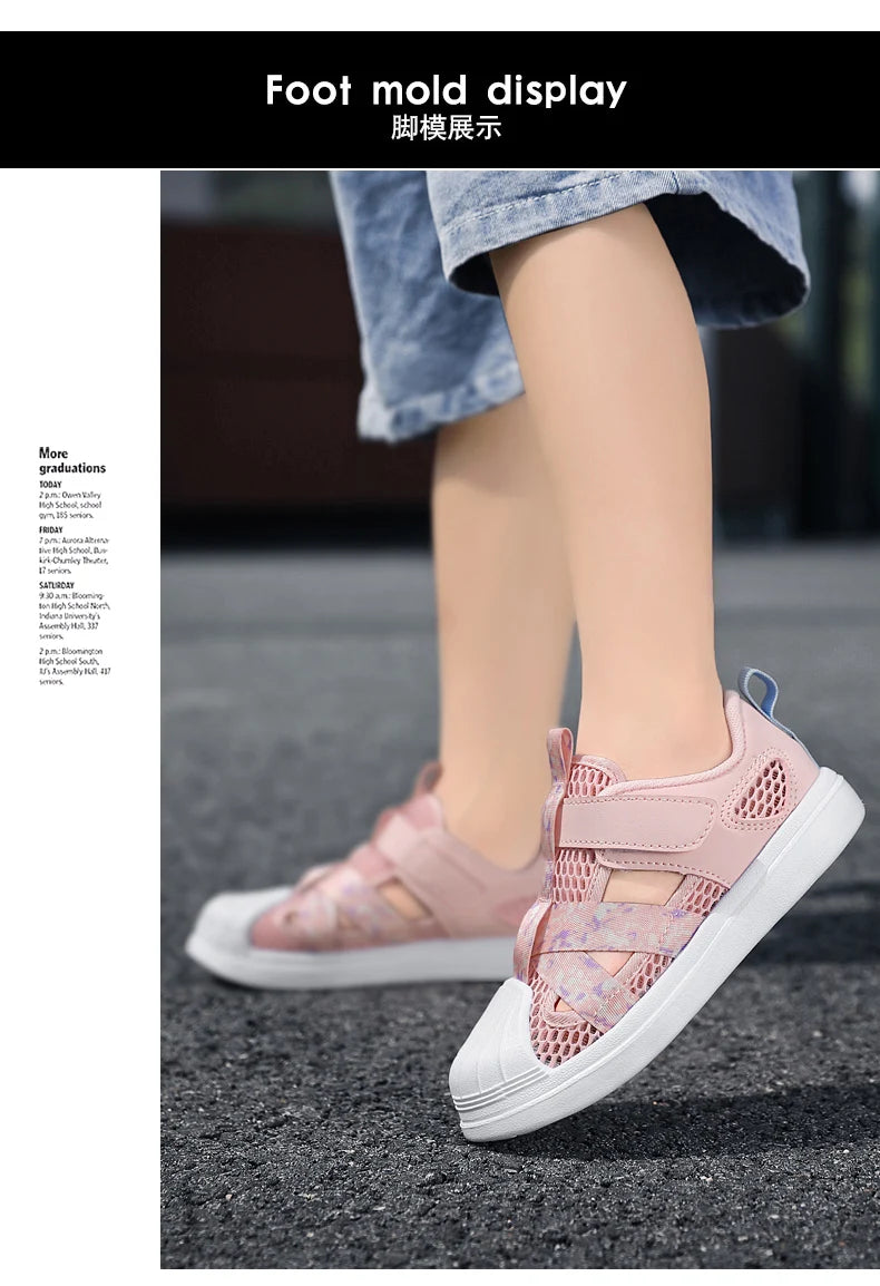 Fashion Children Soft Casual Shoes Girls Light Chunky Air Mesh Sneakers Kid Summer 4 5 6 7 8 Princess Net Sport Footwear Korean
