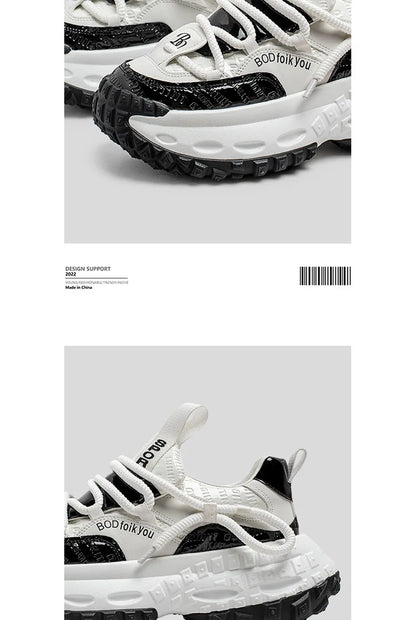 New Thick Soled Height Increasing Men's Casual Shoes 2025 Spring Color Blocked Comfortable Fashion Trend Low Cut Chunky sneakers (Available)