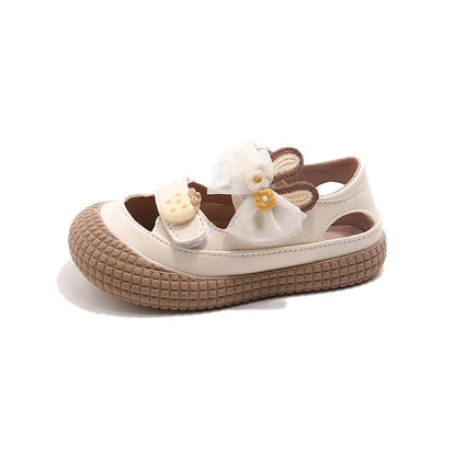 Kids Bow Summer Sweet Closed Toe Sandals Girls Princess Shoes Children Baby Kindergarten Non-slip Flats Shoes