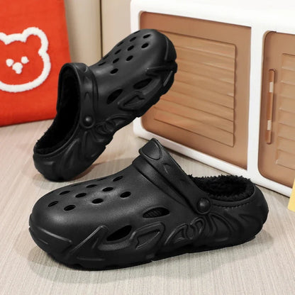 Winter Warm Home Slippers Men Waterproof Fur Clogs Slippers Garden Slippers Fuzzy Plush Slippers Bedroom Shoe For Indoor Outdoor (Available)