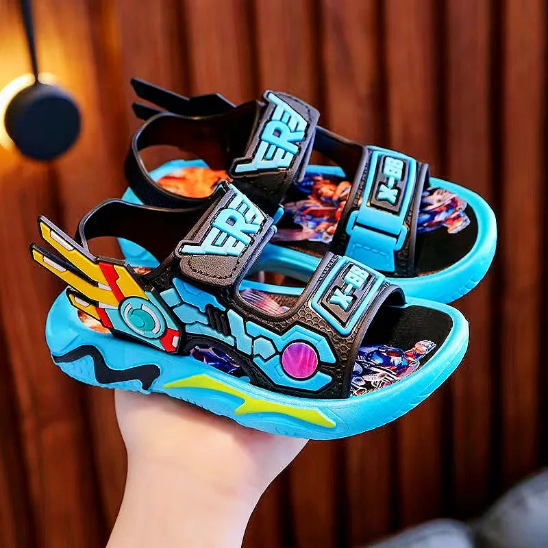 Upgraded Boys Sandals Soft Sole Anti Slip Sandal Cartoon Outwear Small and Medium Sized Children Beach Sandals
