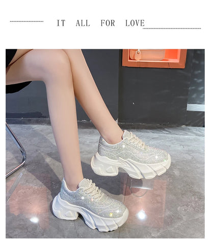 Shoes for Women New Shiny Rhinestone Women's Sneakers Shoes Autumn Korean Fashion Thick Sole Sports Shoes Zapatos De Mujer