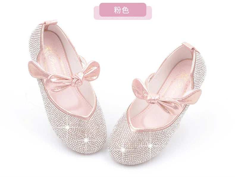 Girls Wedding Shoes Glitter New Brand Flat Heels Children Princess Sandals Dance Kids Fashion Party Shoes with Pearl