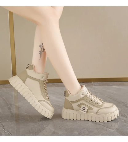 Women's Platform Sneakers Fashion High-top Casual Shoes for Women Lace Up Vulcanized Shoes Trendy Skateboard Shoes Zapatos Mujer