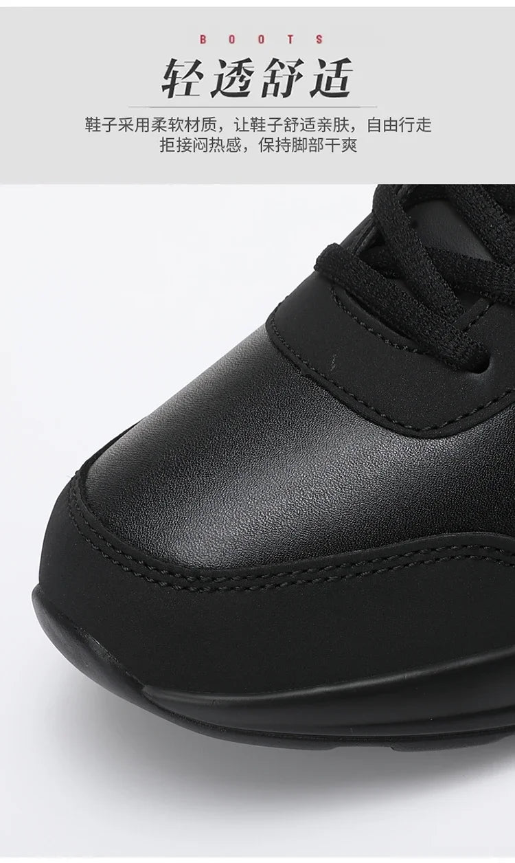 New Women's Fashionable Sneakers Leather Women's Casual Shoes Lace Up Flat Shoes Ladies Lightweight Fitness Walking Shoes