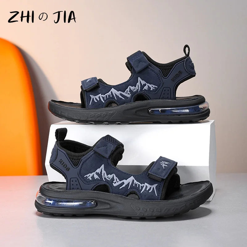 Summer New Children's Sports Sandals Boys Open Toe Air Cushion Sandals Water Beach Shoes Youth Lightweight Comfortable Slippers