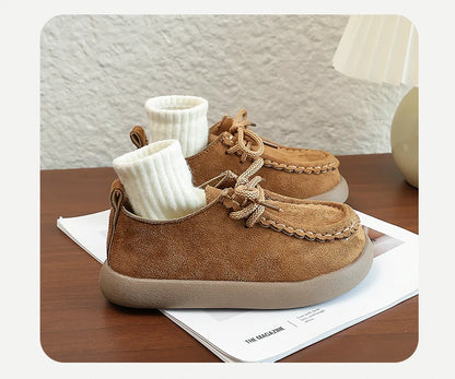 Kids Casual Loafers for Boys Girls 2025 New Autumn Toddler Walking Shoes Non-slip Thick Sole Retro Chic School Outdoor Footwear