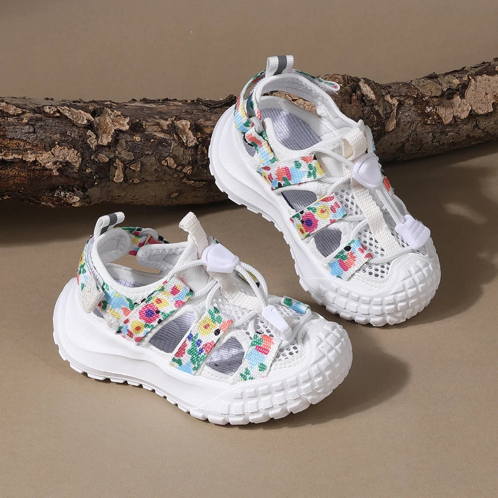 2025 New Summer Kids Sandals For Girls Mesh Flower Breathable Children Sport Shoes Soft Sole Toddler Girls Sandals Beach EU21-30
