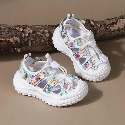 2025 New Summer Kids Sandals For Girls Mesh Flower Breathable Children Sport Shoes Soft Sole Toddler Girls Sandals Beach EU21-30
