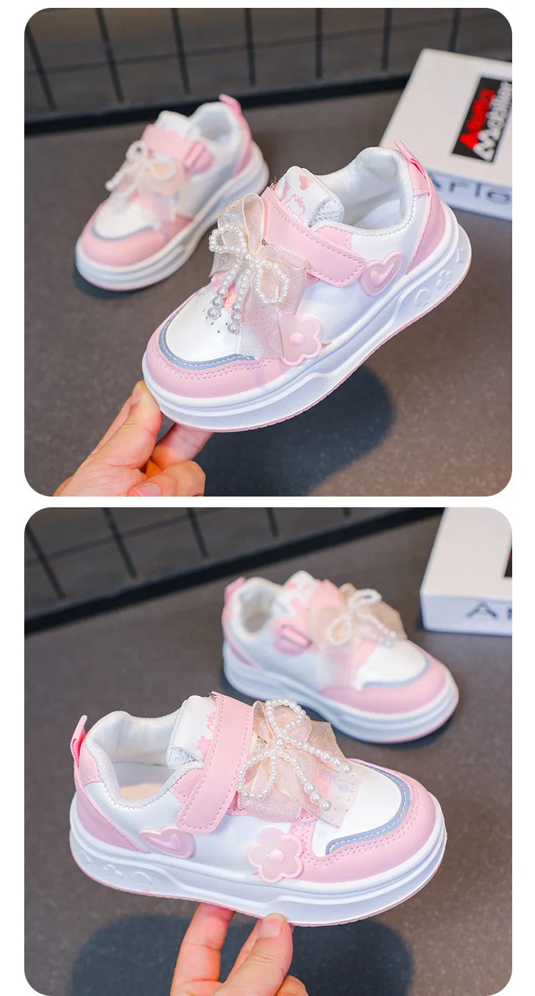 Girls Athletic Shoes Lightweight Princess Casual Sneakers Non Slip Soft Sole Toddler Kids School Tennis Fashion Shoes for Girls
