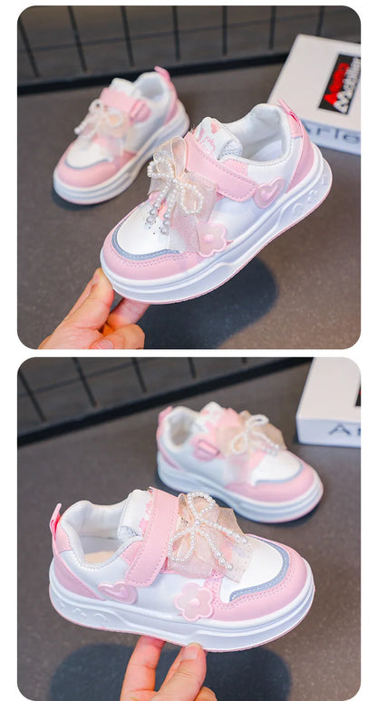 Girls Athletic Shoes Lightweight Princess Casual Sneakers Non Slip Soft Sole Toddler Kids School Tennis Fashion Shoes for Girls