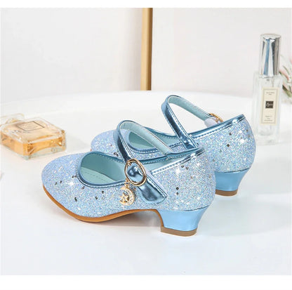 Girl High Heels Princess Shoes Halloween Cosplay Kids Shiny Party Dress Up Leather Shoe for School Uniform Wedding