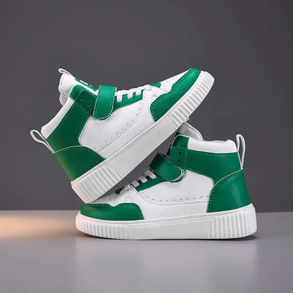 New High Top Childrens Boy Sneakers Outdoor Running Basketball Kids Sports Shoes Non-slip Luxury Pu Leather Boys Sports Shoes