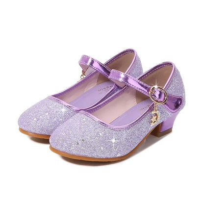Girl High Heels Princess Shoes Halloween Cosplay Kids Shiny Party Dress Up Leather Shoe for School Uniform Wedding