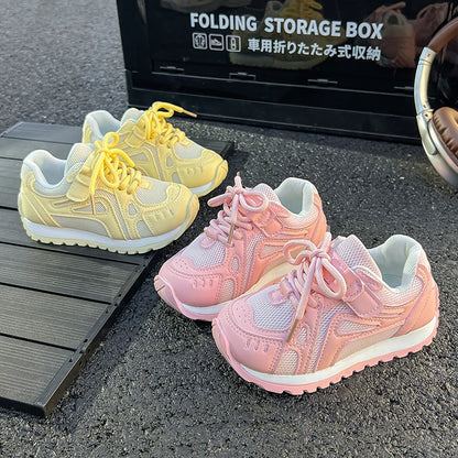 Spring Autumn Girls Sports Shoes Mesh Breathable Candy Color Kids Sneakers Soft Sole Children Casual Running Shoes Non-slip