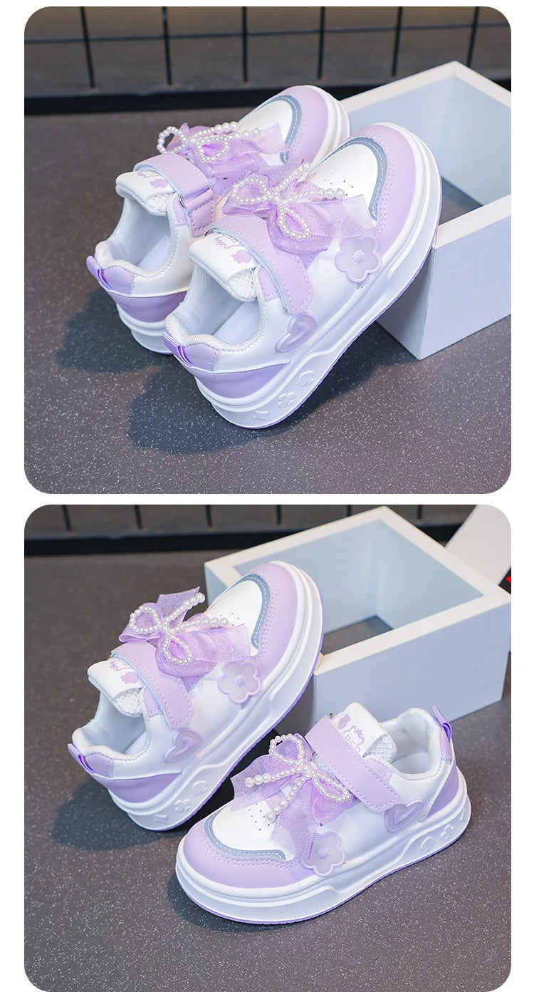 Girls Athletic Shoes Lightweight Princess Casual Sneakers Non Slip Soft Sole Toddler Kids School Tennis Fashion Shoes for Girls