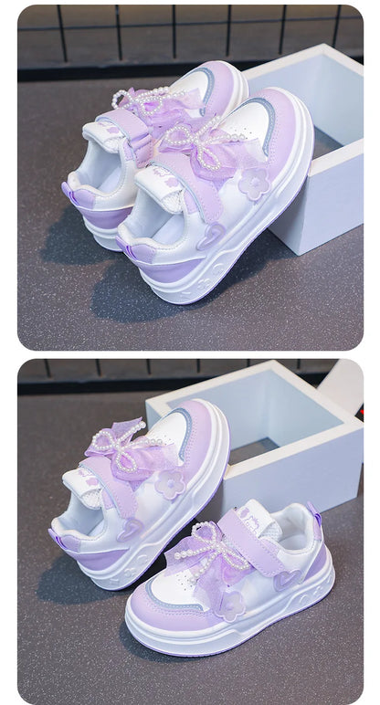Girls Athletic Shoes Lightweight Princess Casual Sneakers Non Slip Soft Sole Toddler Kids School Tennis Fashion Shoes for Girls