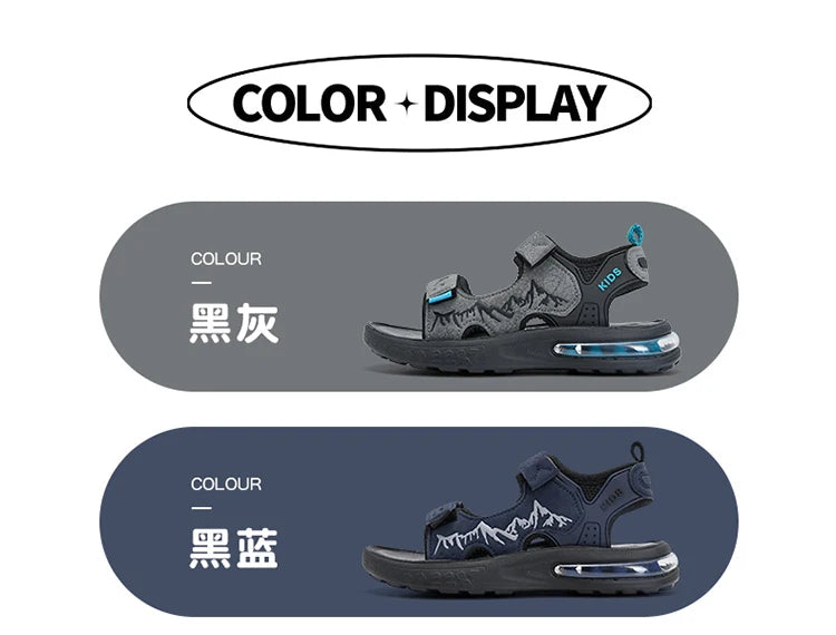 Summer New Children's Sports Sandals Boys Open Toe Air Cushion Sandals Water Beach Shoes Youth Lightweight Comfortable Slippers